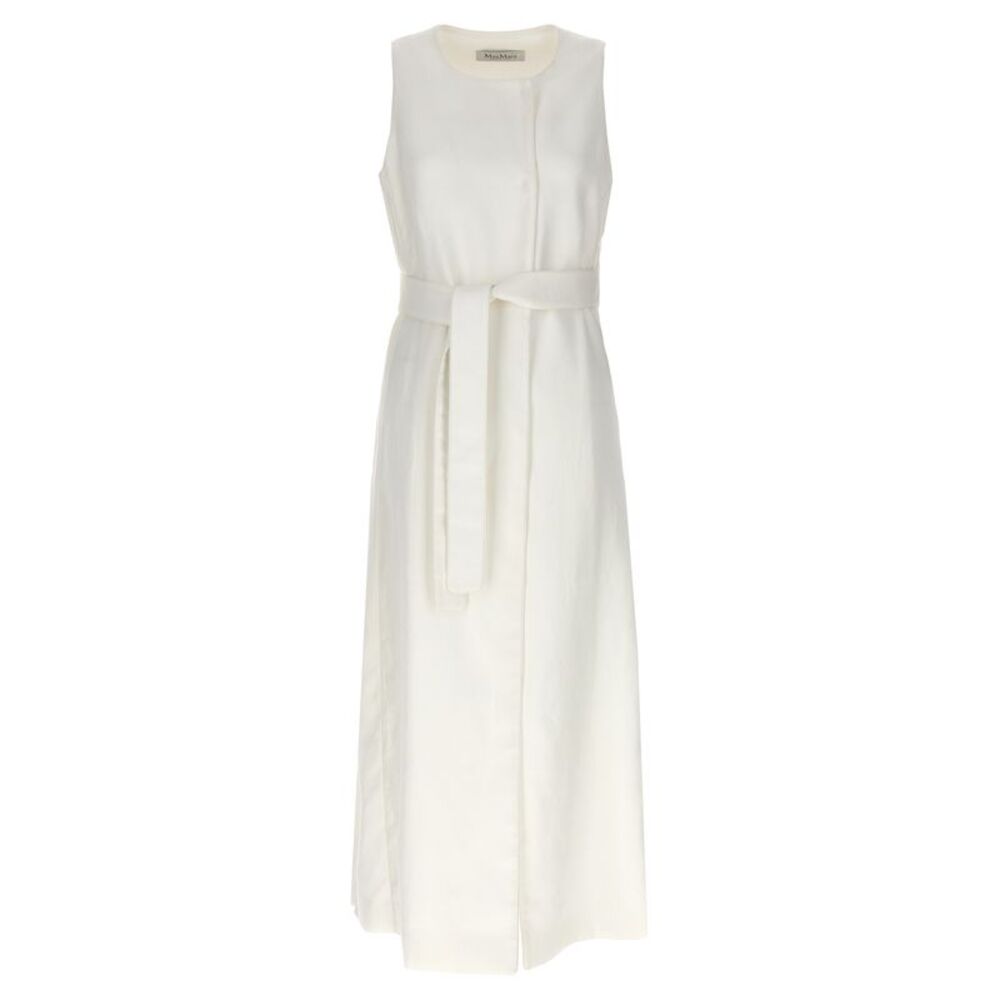 Max Mara White Flax Sleeveless Women's Jacket